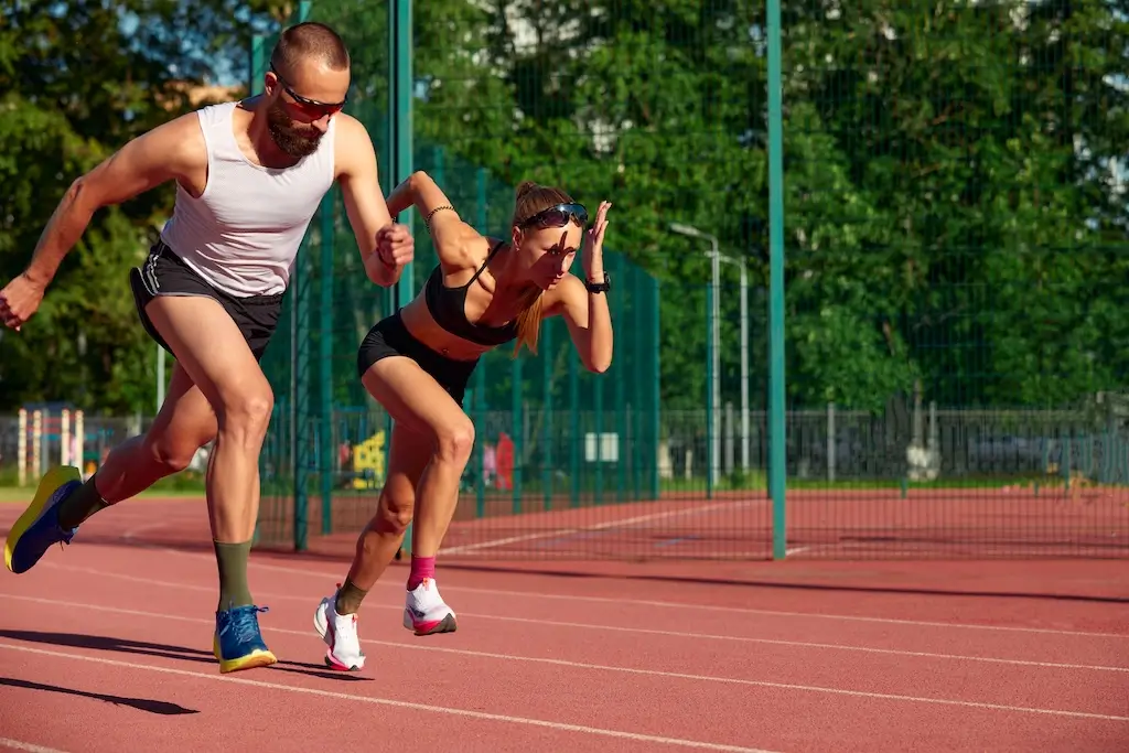 woman and man jogging in the stadium 2025 01 08 06 47 46 utc