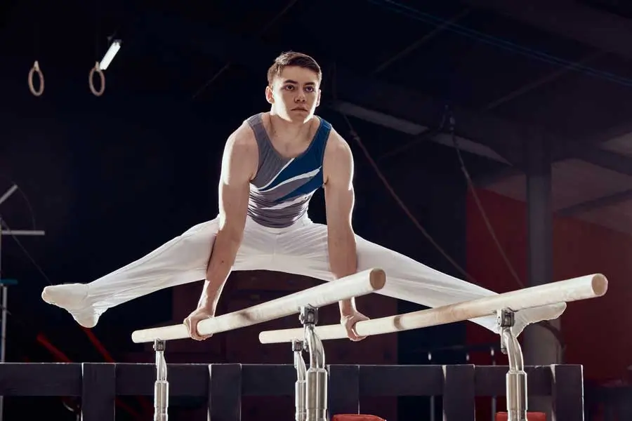 Gymnast training for balance and fitness