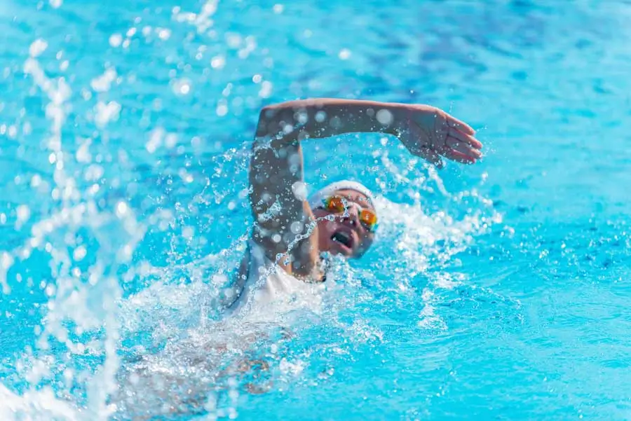 Swimmer maintaining focus in training